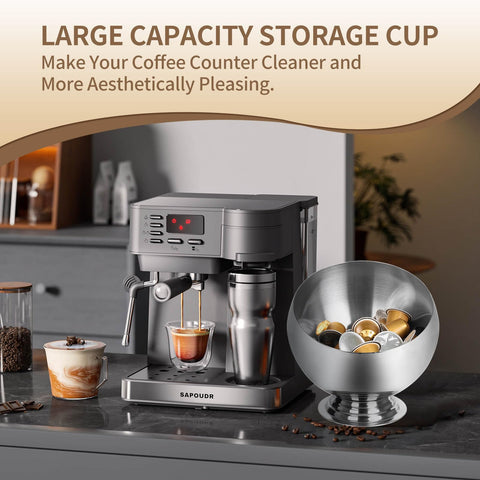 VAWNKUKN coffee pod holder gold top view showcases compact footprint for small spaces