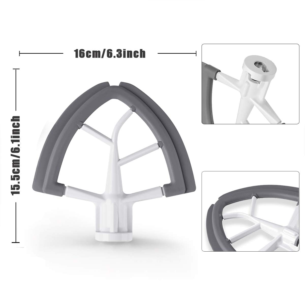 Vaxaape Flex Edge Beater in white with grey silicone edges for balanced mixing
