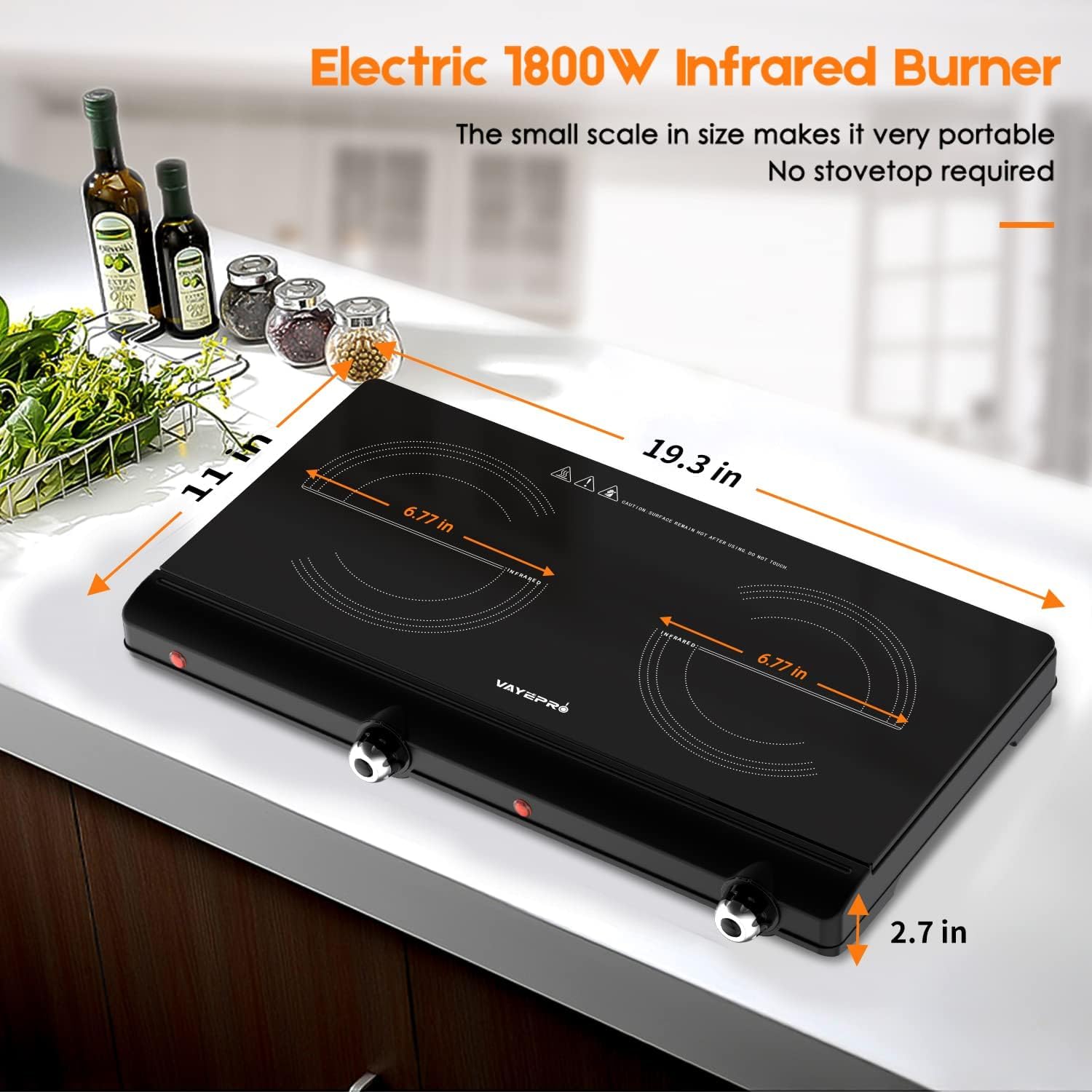 Vayepro infrared double burner control panel, precise heat management.