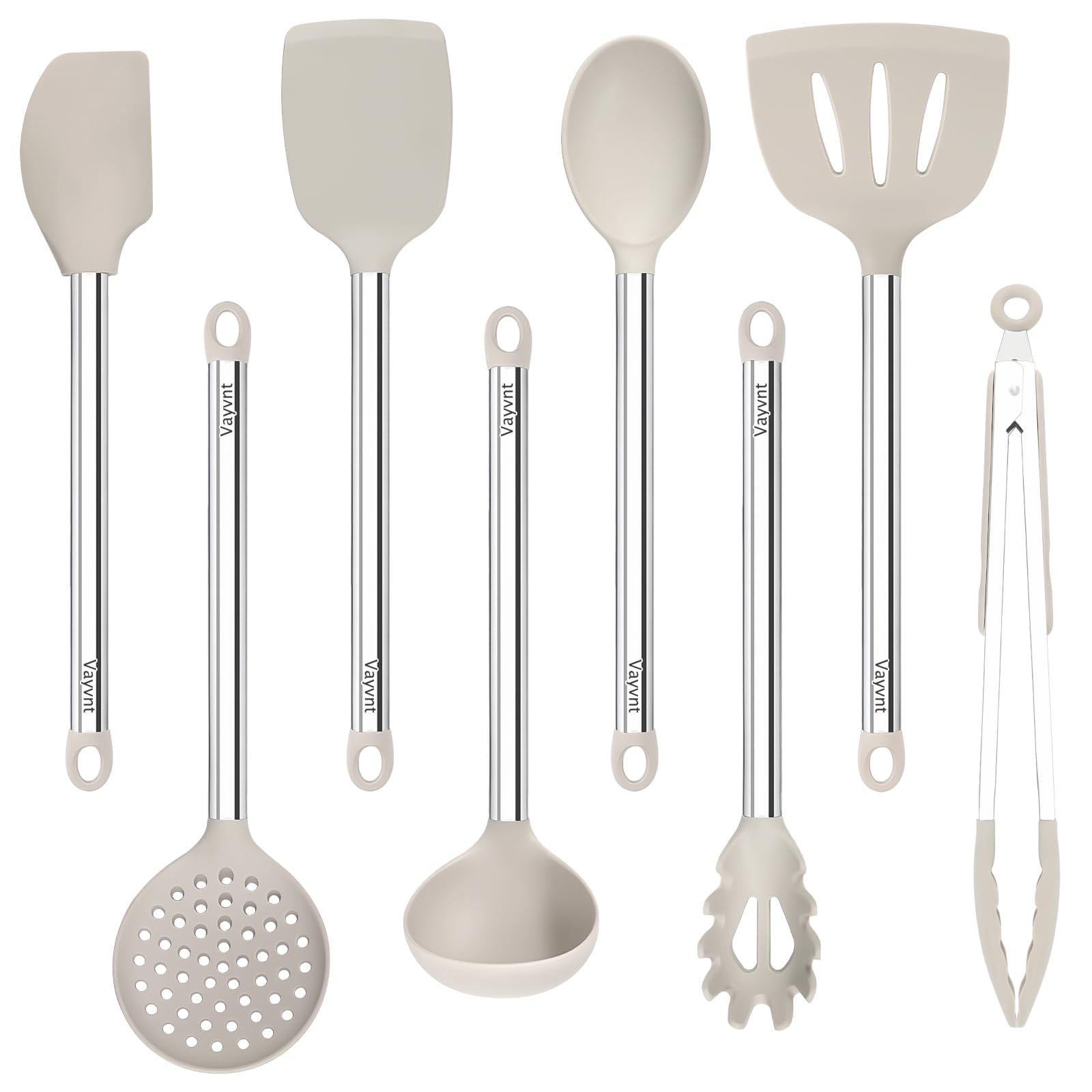 Vayvnt 8-piece silicone utensils large spatula protects non-stick pans