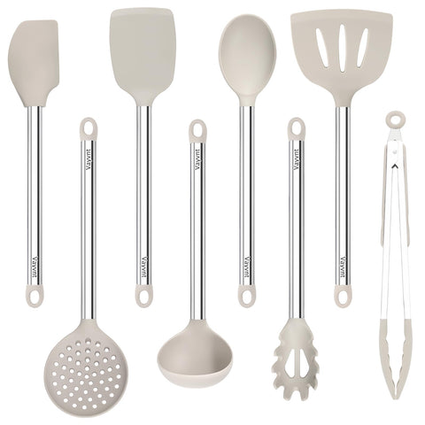 Vayvnt 8-piece silicone utensils large spatula protects non-stick pans