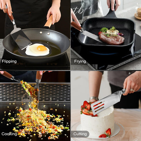 Vayvnt stainless steel spatula cleans quickly for easy cleanup.