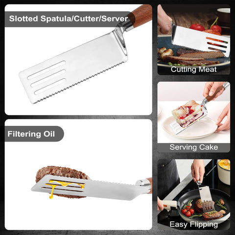 Vayvnt griddle scraper cleans cast iron surfaces after cooking.