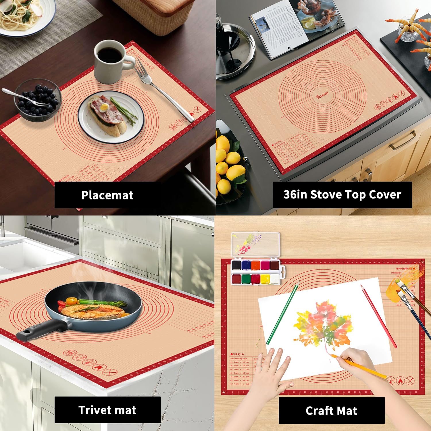 VCHOMY heat-resistant silicone withstands oven temps for preparation and baking