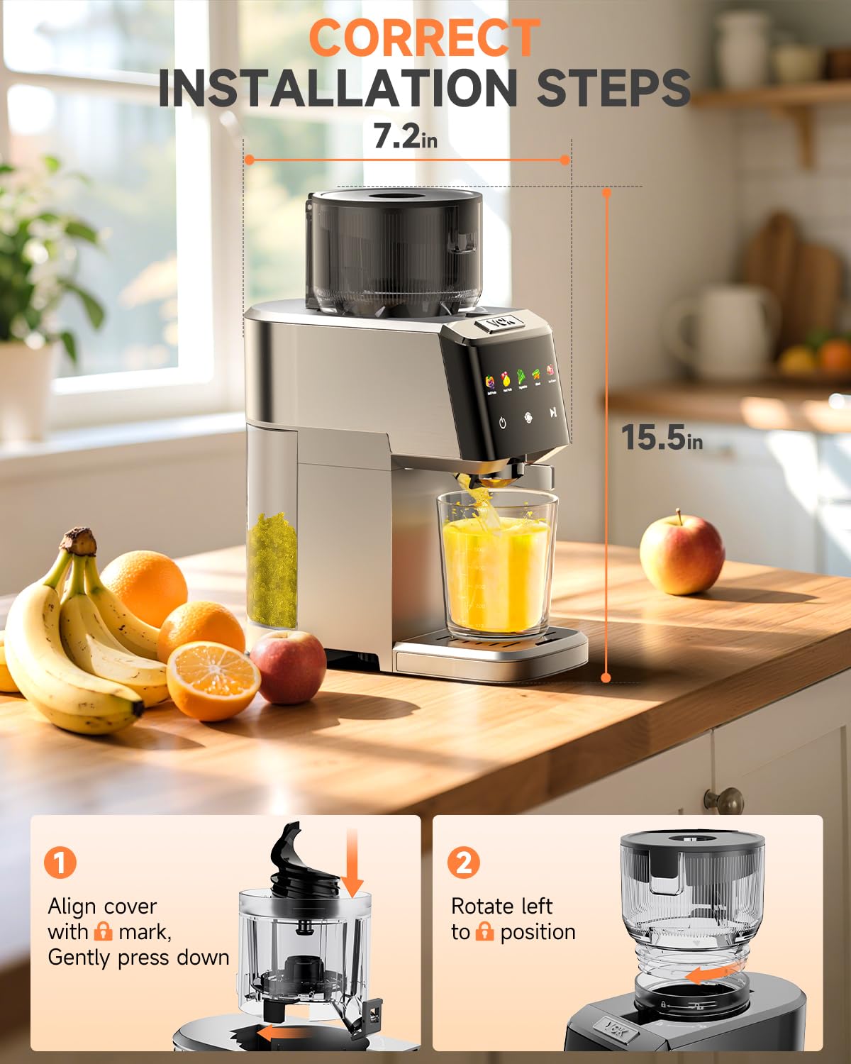VCK quiet operation reduces noise during juicing for cleaner mornings