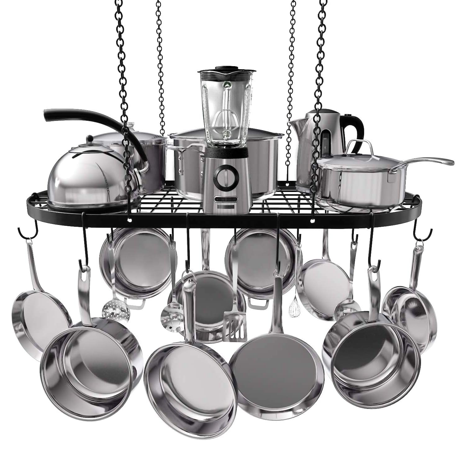 Vdomus hanging pot rack 33x17 inch ceiling mount keeps pots within easy reach