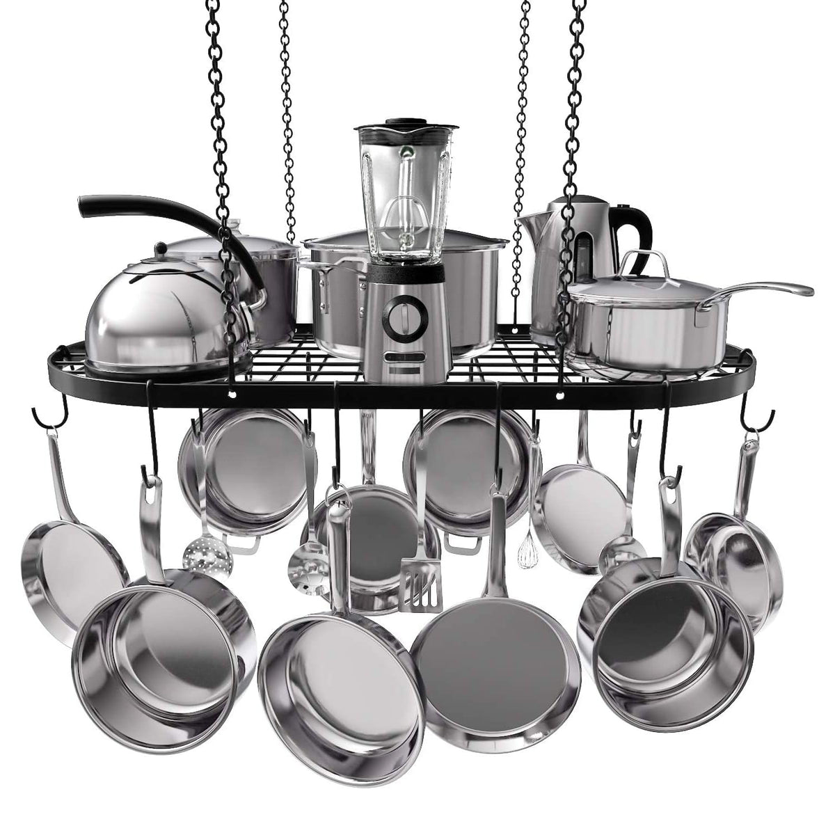 Vdomus hanging pot rack 33x17 inch ceiling mount keeps pots within easy reach