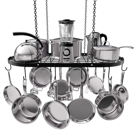 Vdomus hanging pot rack 33x17 inch ceiling mount keeps pots within easy reach