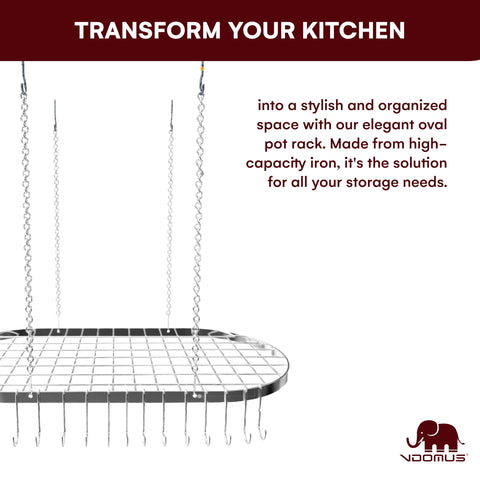 Vdomus heavy-duty iron design resists rust for long-term kitchen organization.