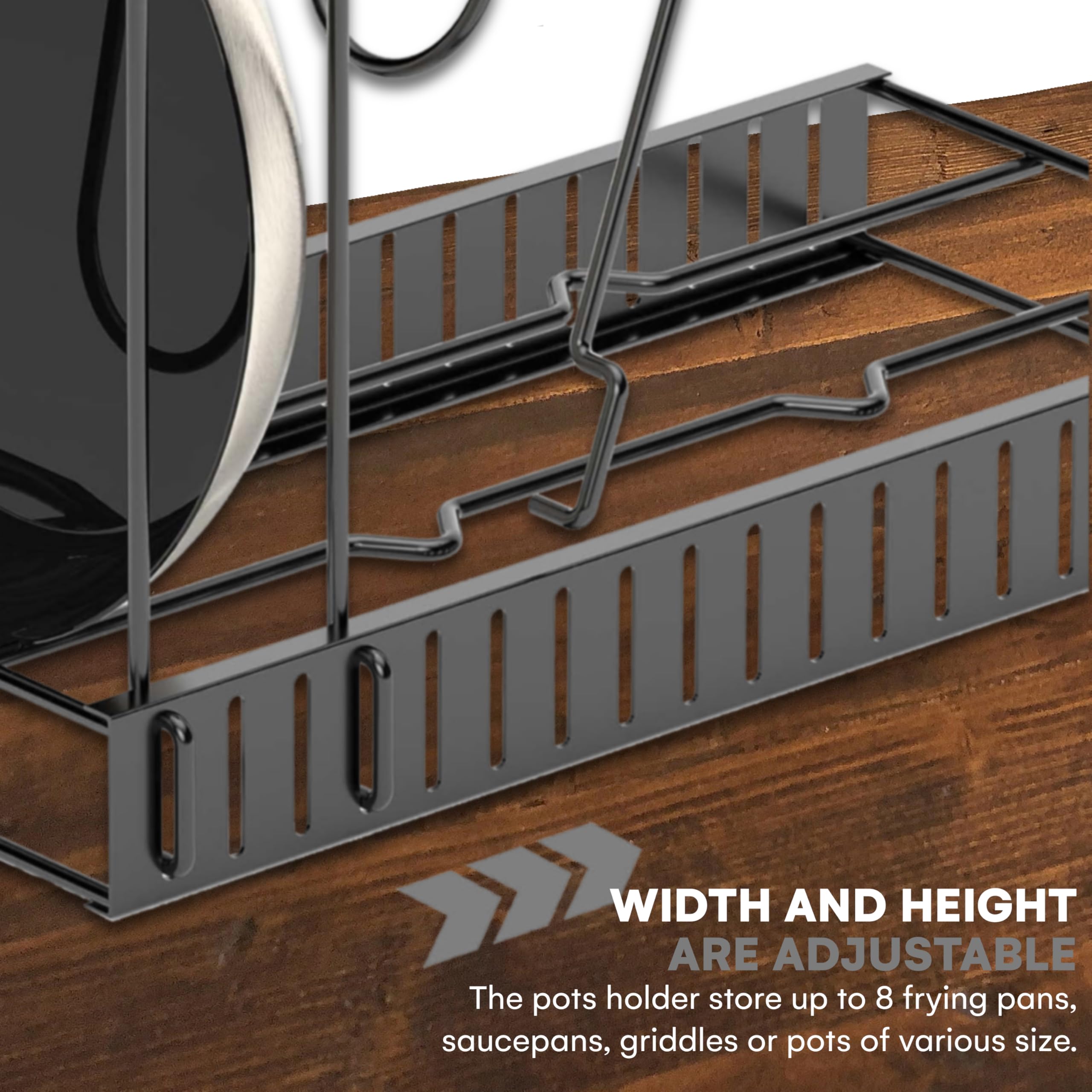 Vdomus pot rack organizer close-up of durable black metal finish