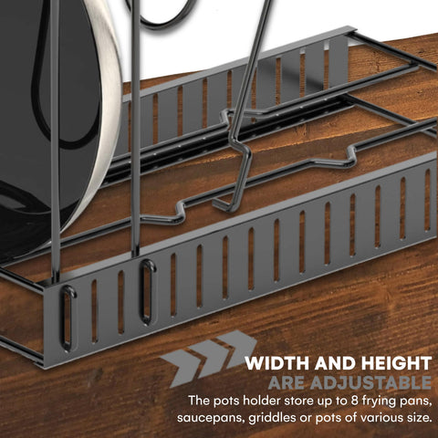 Vdomus pot rack organizer close-up of durable black metal finish