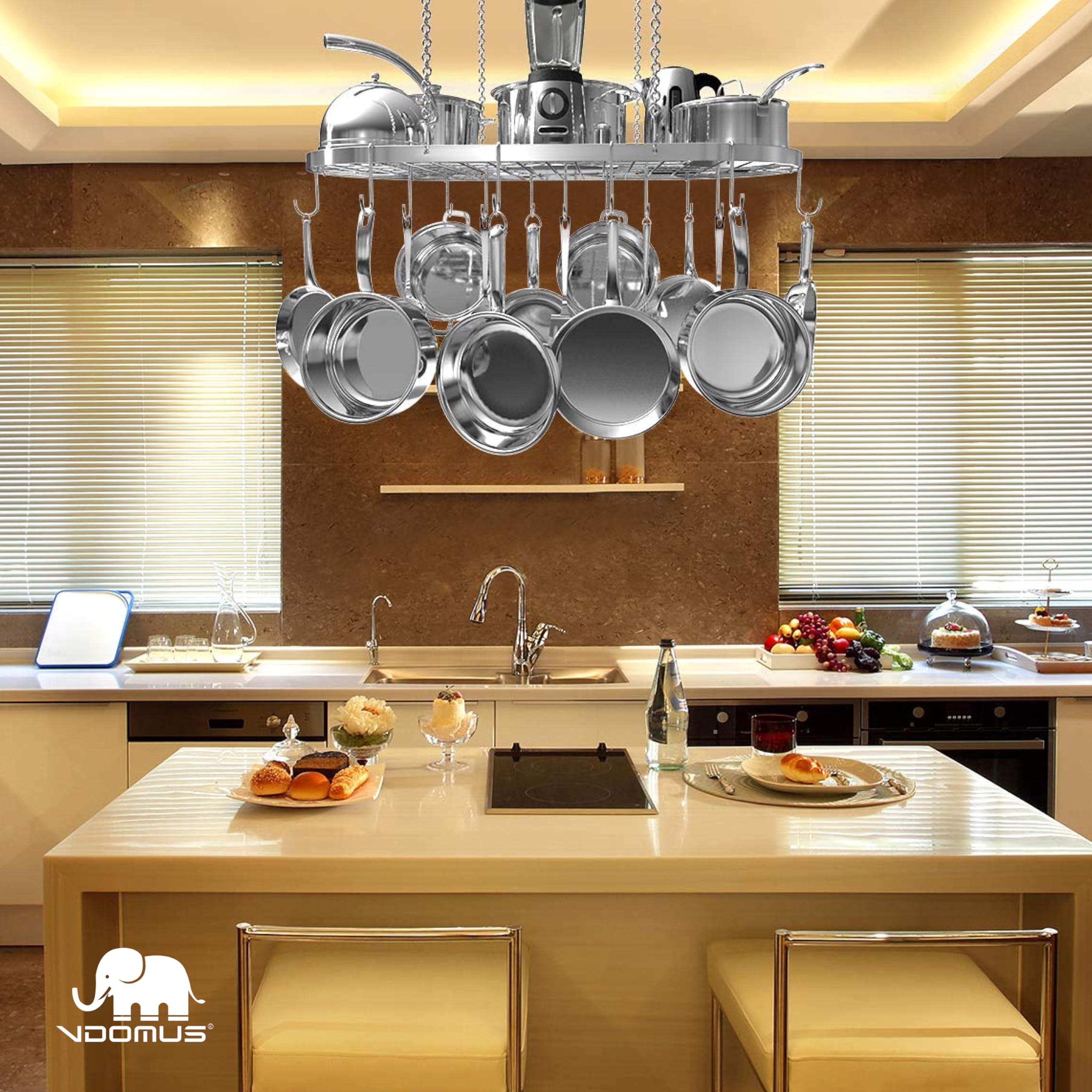 Vdomus sleek silver finish complements diverse kitchen styles.