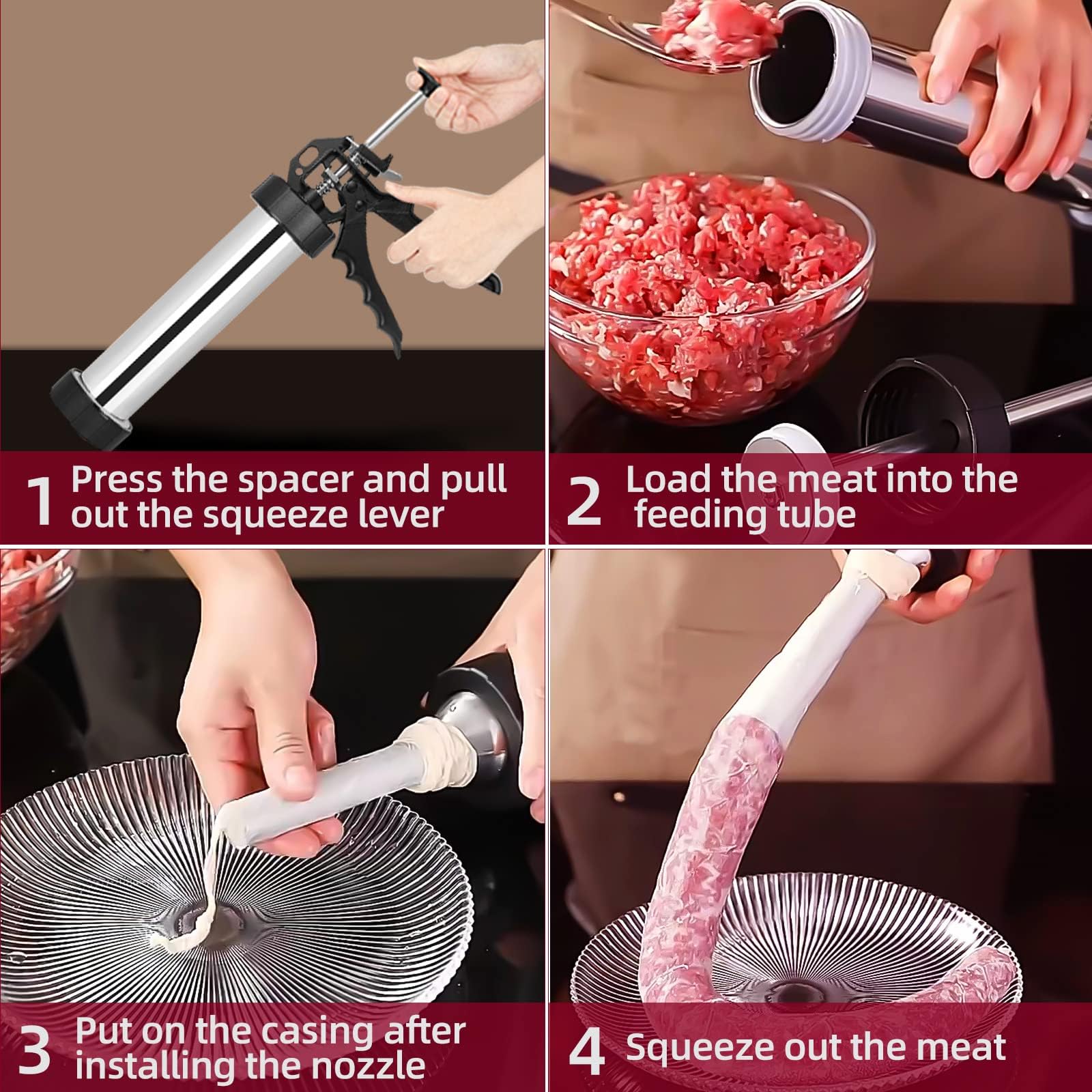 Vdsfand Jerky Gun handle provides comfortable grip for easy pressing during batches.