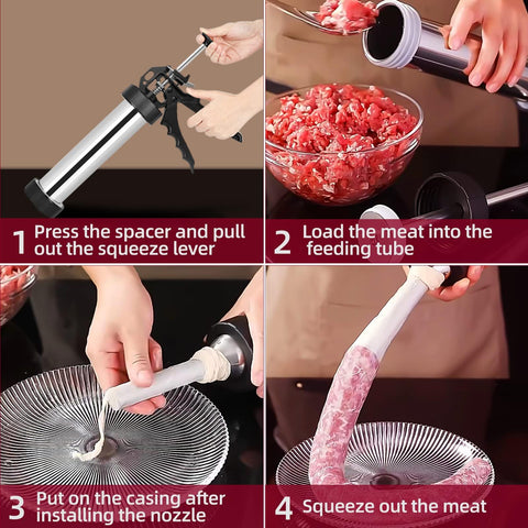 Vdsfand Jerky Gun handle provides comfortable grip for easy pressing during batches.