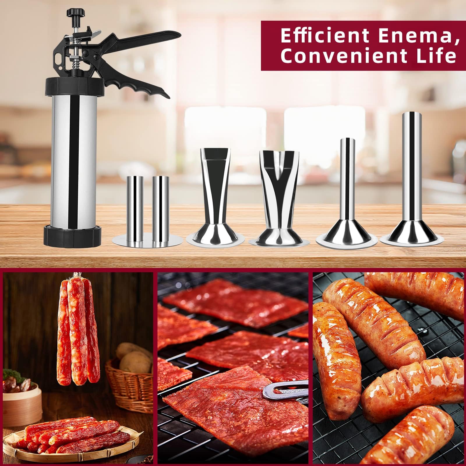 Vdsfand Jerky Gun large-capacity barrel lets you batch more meat per squeeze.