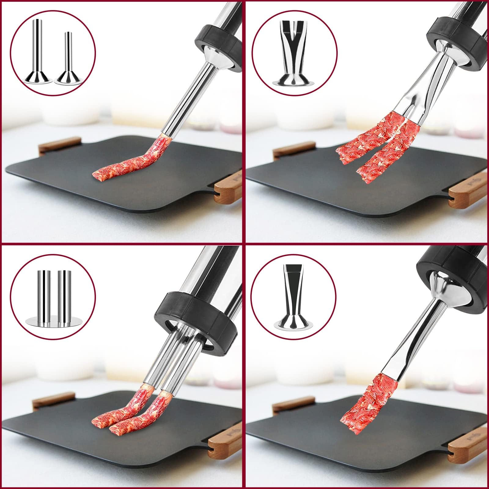 Vdsfand Jerky Gun nozzle collection enables varied shapes for custom jerky snacks.