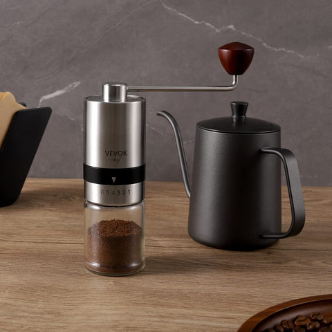 Silent hand crank VEVOK CHEF grinder for peaceful mornings