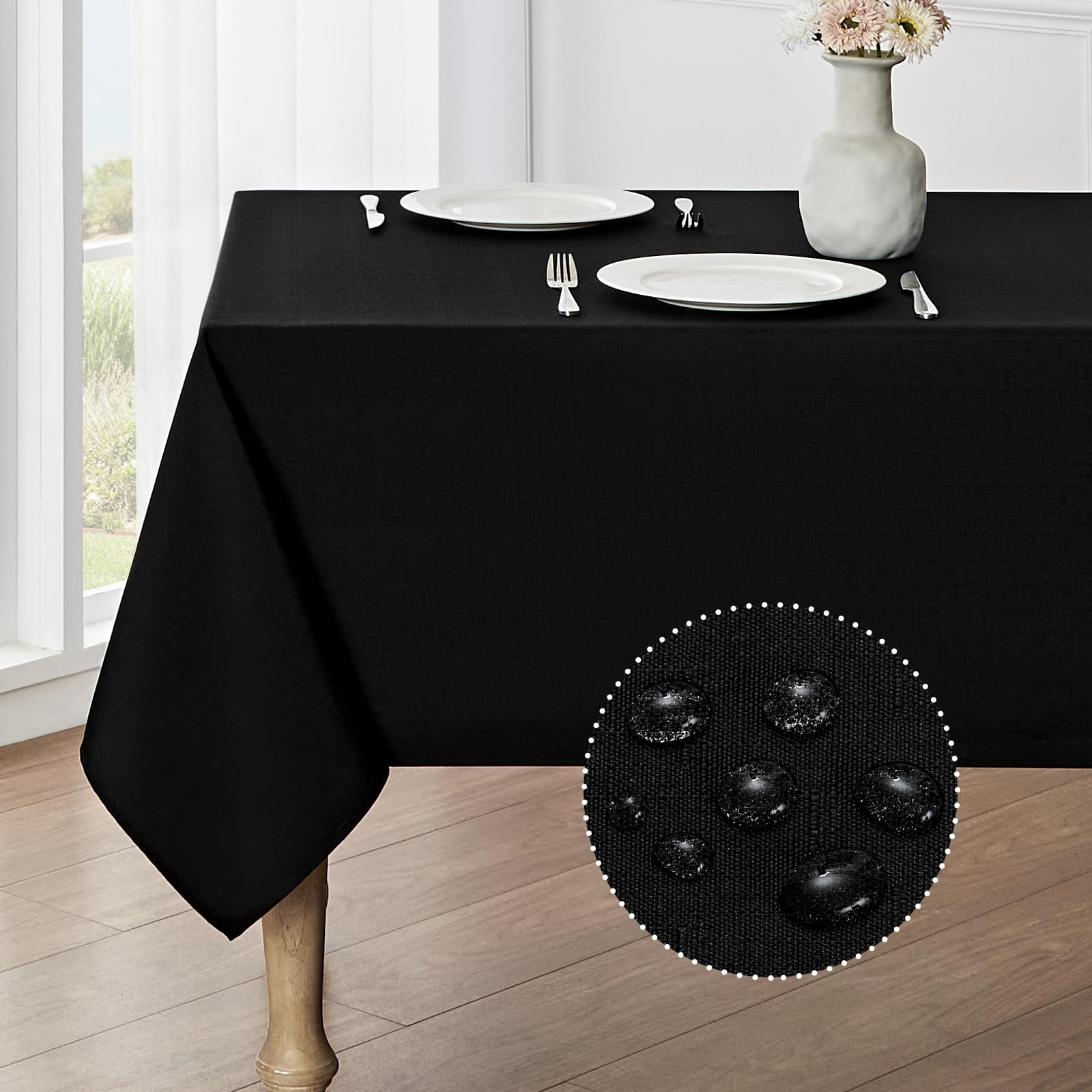 Veblandy rectangle tablecloth waterproof front view showing protection and style