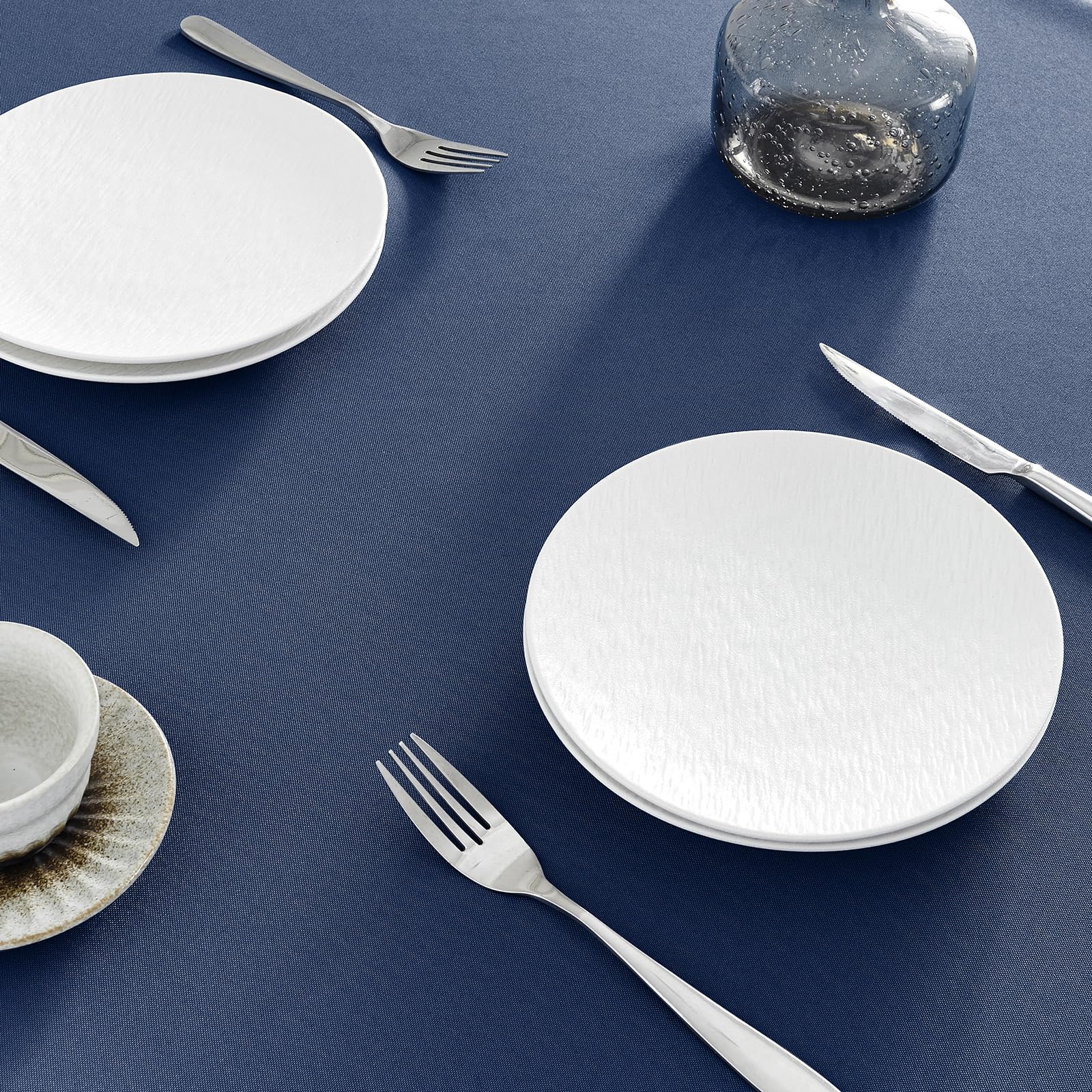 Veblandy navy tablecloth on a dining setup for a polished look.