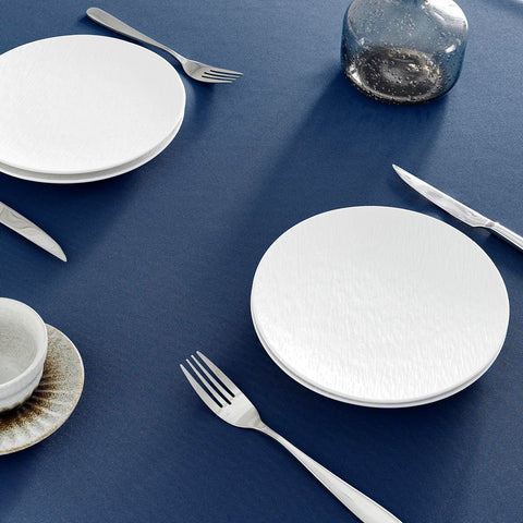 Veblandy navy tablecloth on a dining setup for a polished look.