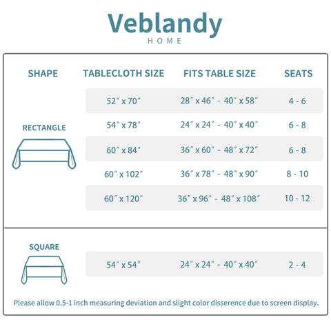Veblandy machine-washable tablecloth ready for easy cleanup.