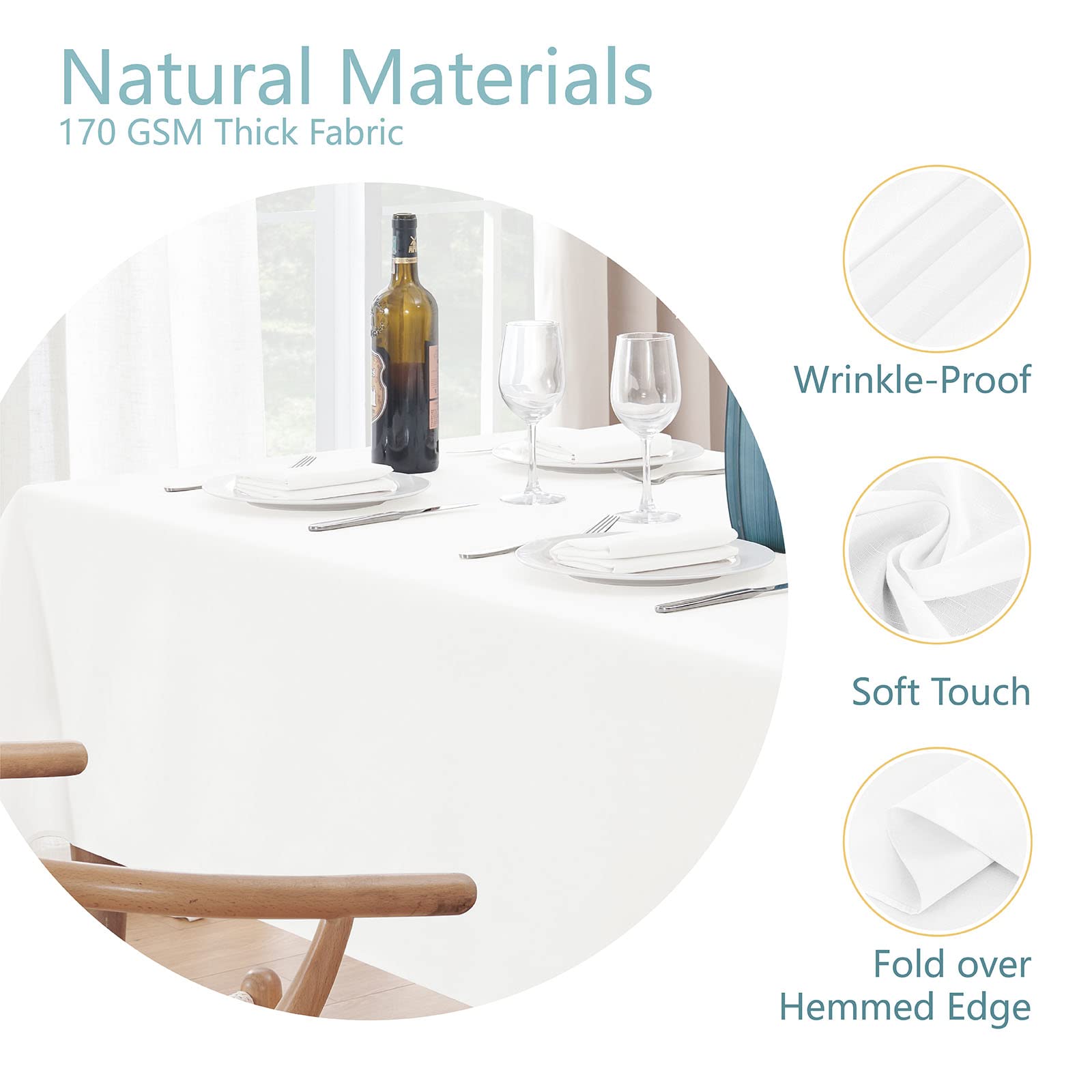 Veblandy tablecloth wrinkle-resistant for neat tables.