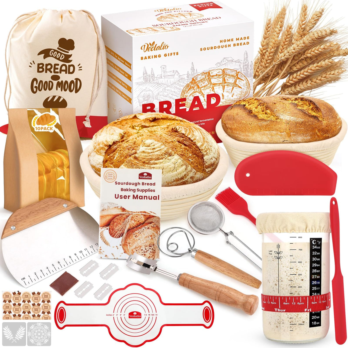VEDALIO round bread proofing basket highlighting dough shaping for consistent rounds