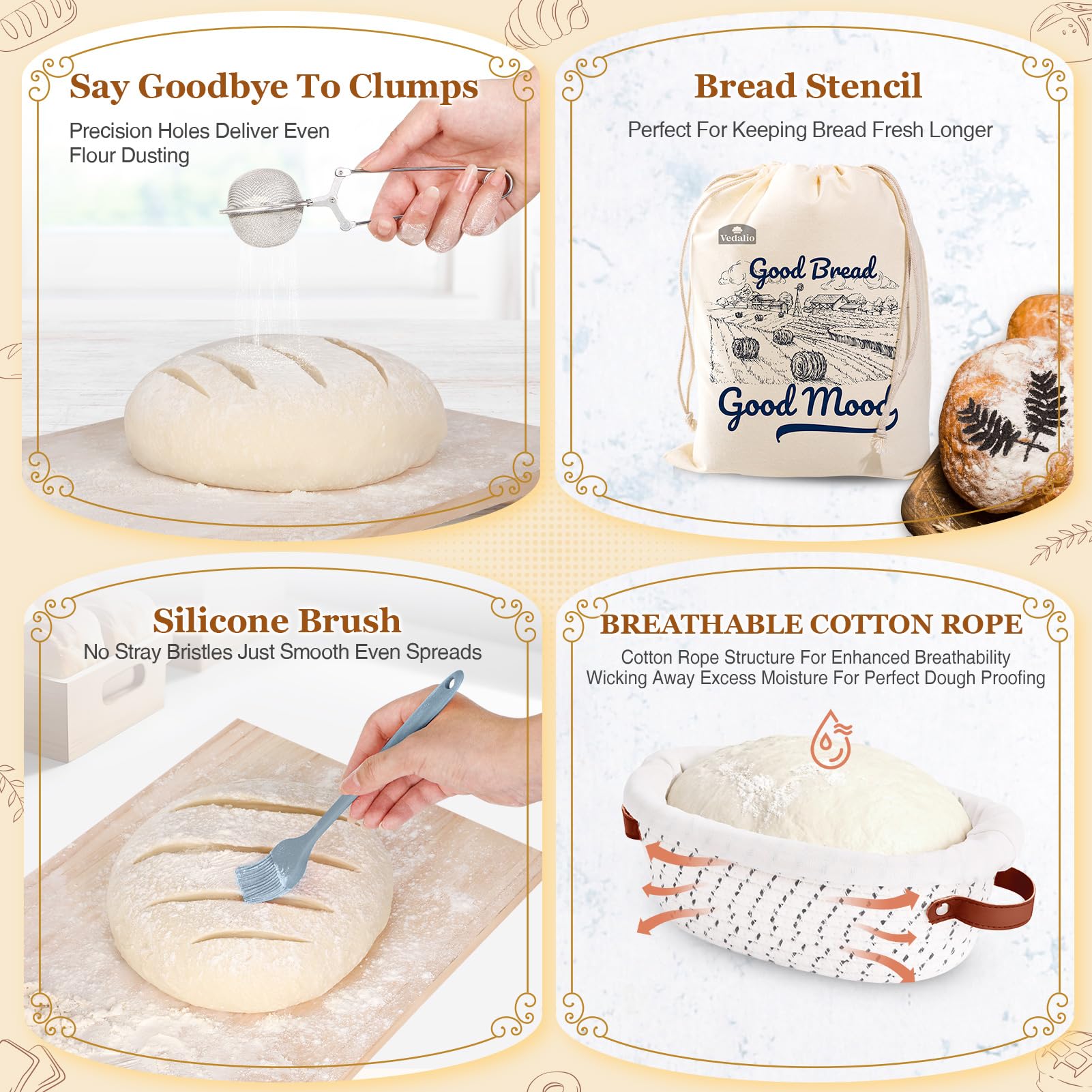 Vedalio sourdough starter jar with measurements for consistent fermentation