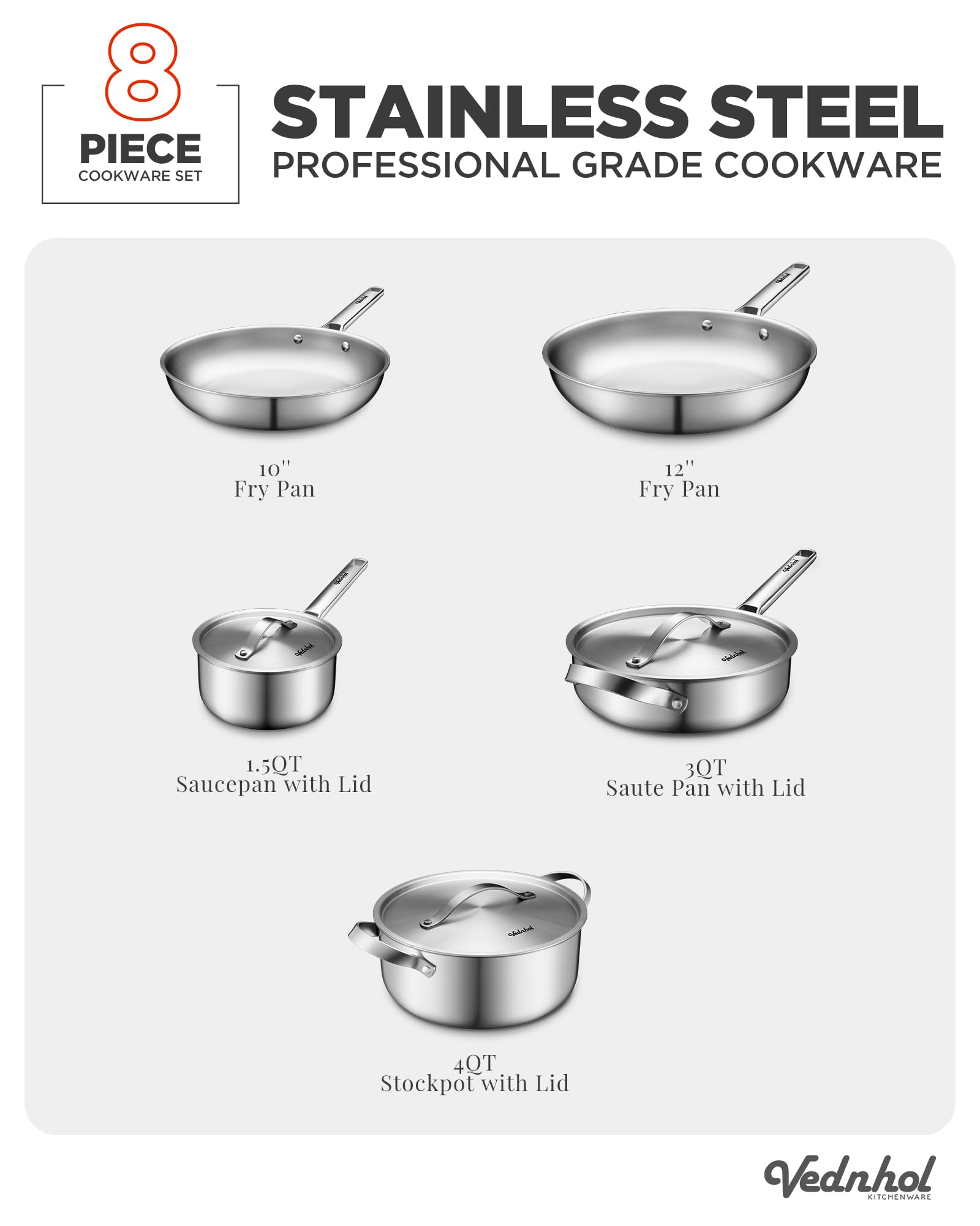 VEDNHOL 12-inch fry pan ideal for batch cooking and sautéing