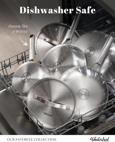 VEDNHOL pan on induction cooktop demonstrating universal stove compatibility