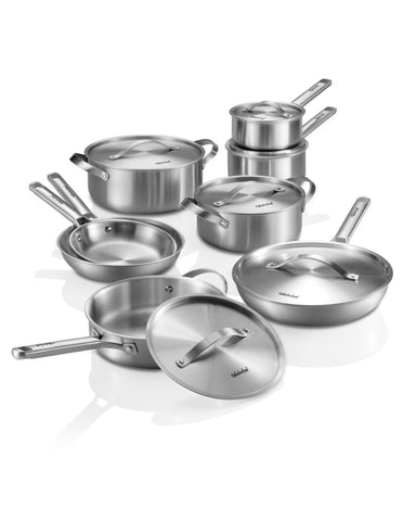 Vednhol Tir-Ply 8in frying pan for quick, even searing on induction and other cooktops.