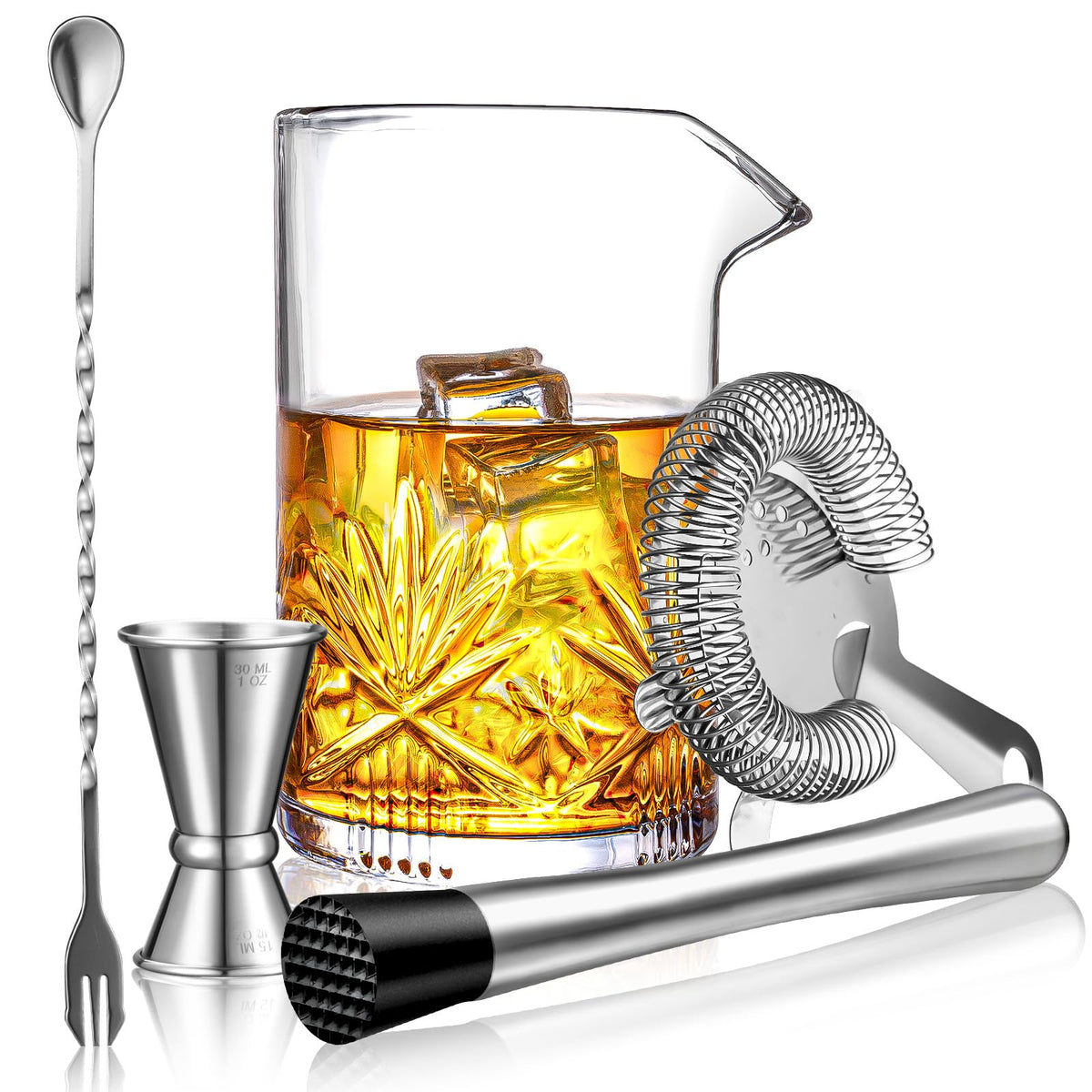 veecom cocktail mixing glass 18oz for precise stirring and balanced drinks at home.