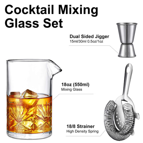 veecom thick-bottom crystal mixing glass with a stable, wobble-free base.