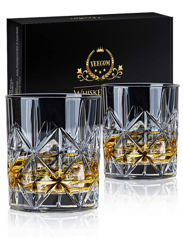 veecom whiskey glass set 2 with 10 oz capacity for bourbon and cocktails