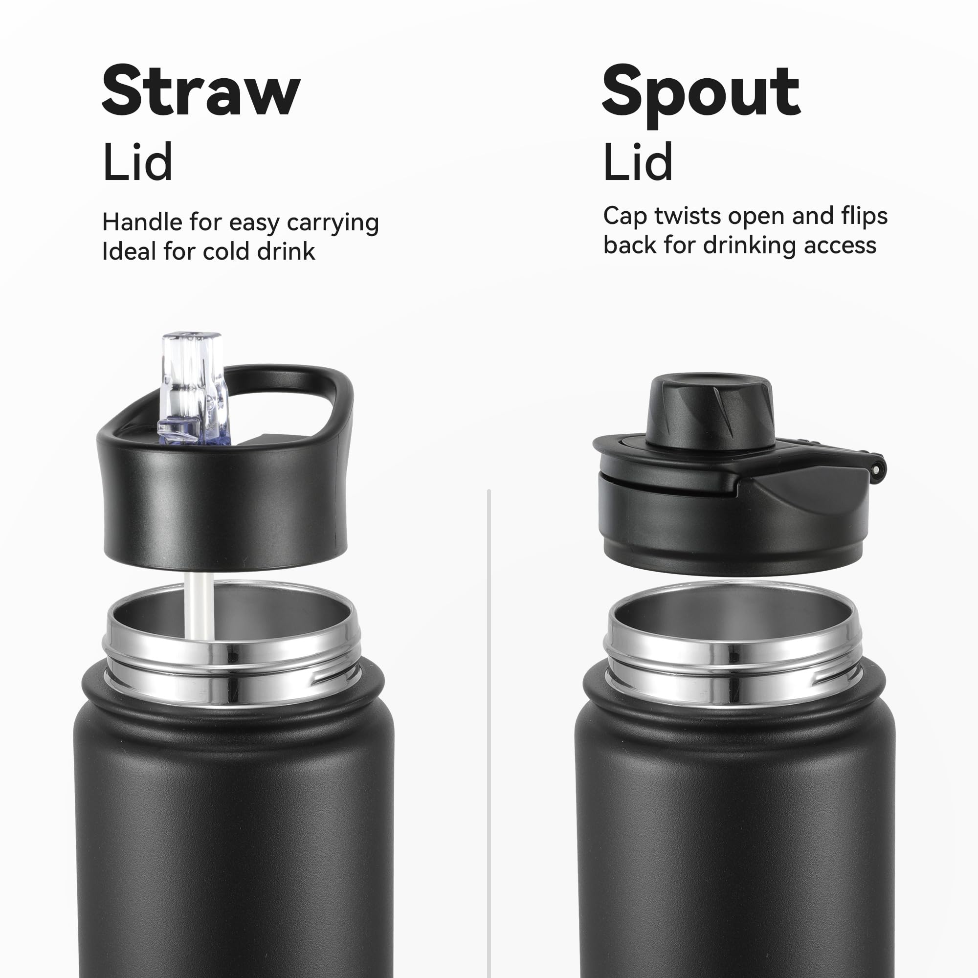 Vegond double-wall vacuum insulated bottle keeps beverages cold or hot longer.