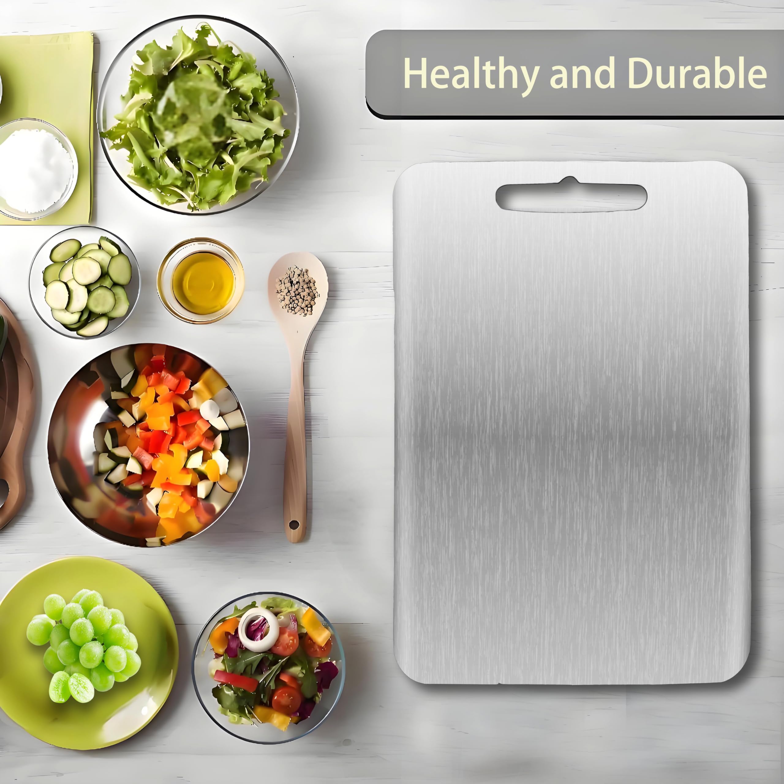 Vehequny titanium cutting board ideal for pastry, meat, and vegetables.