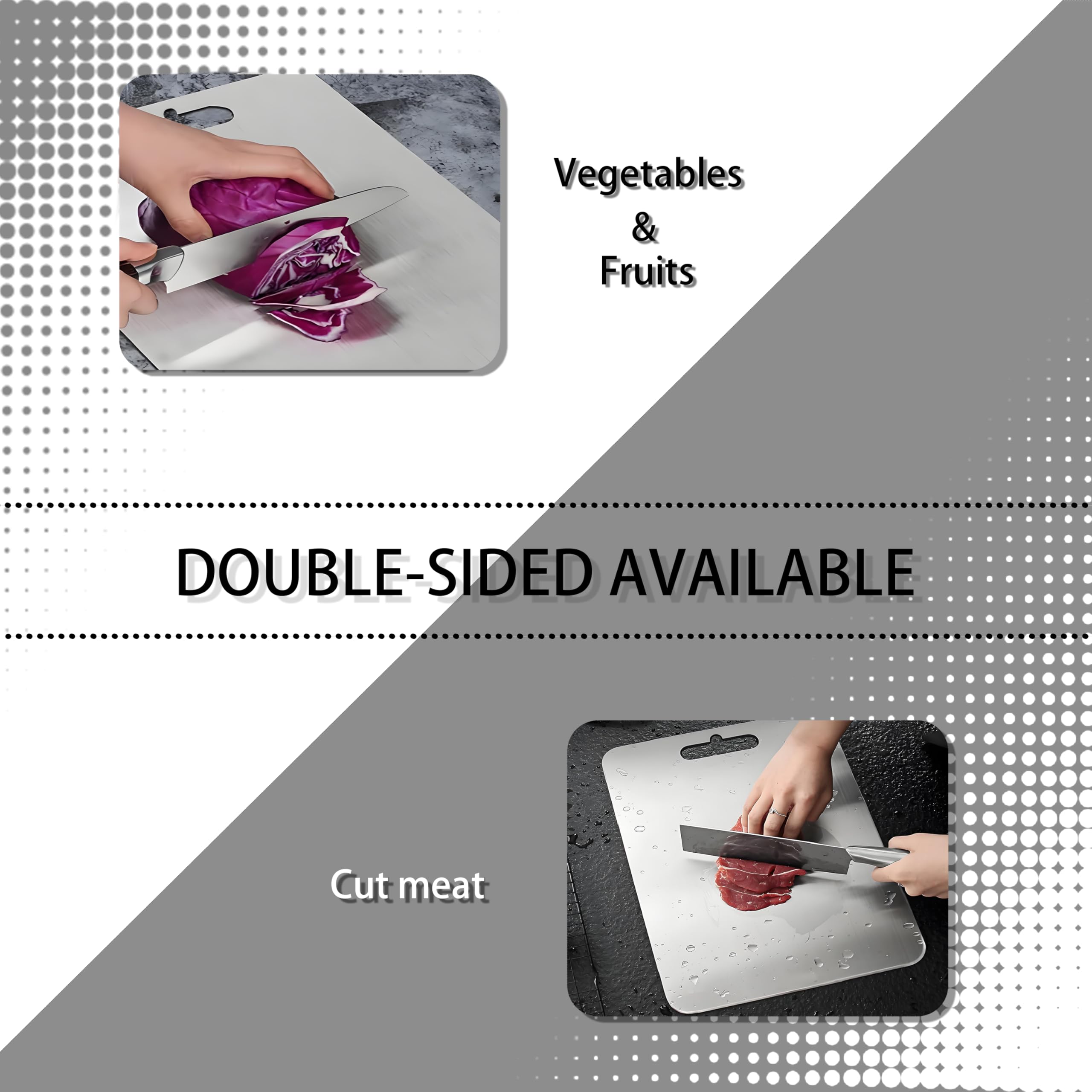 Vehequny titanium cutting board non-absorbent, easy to sanitize.