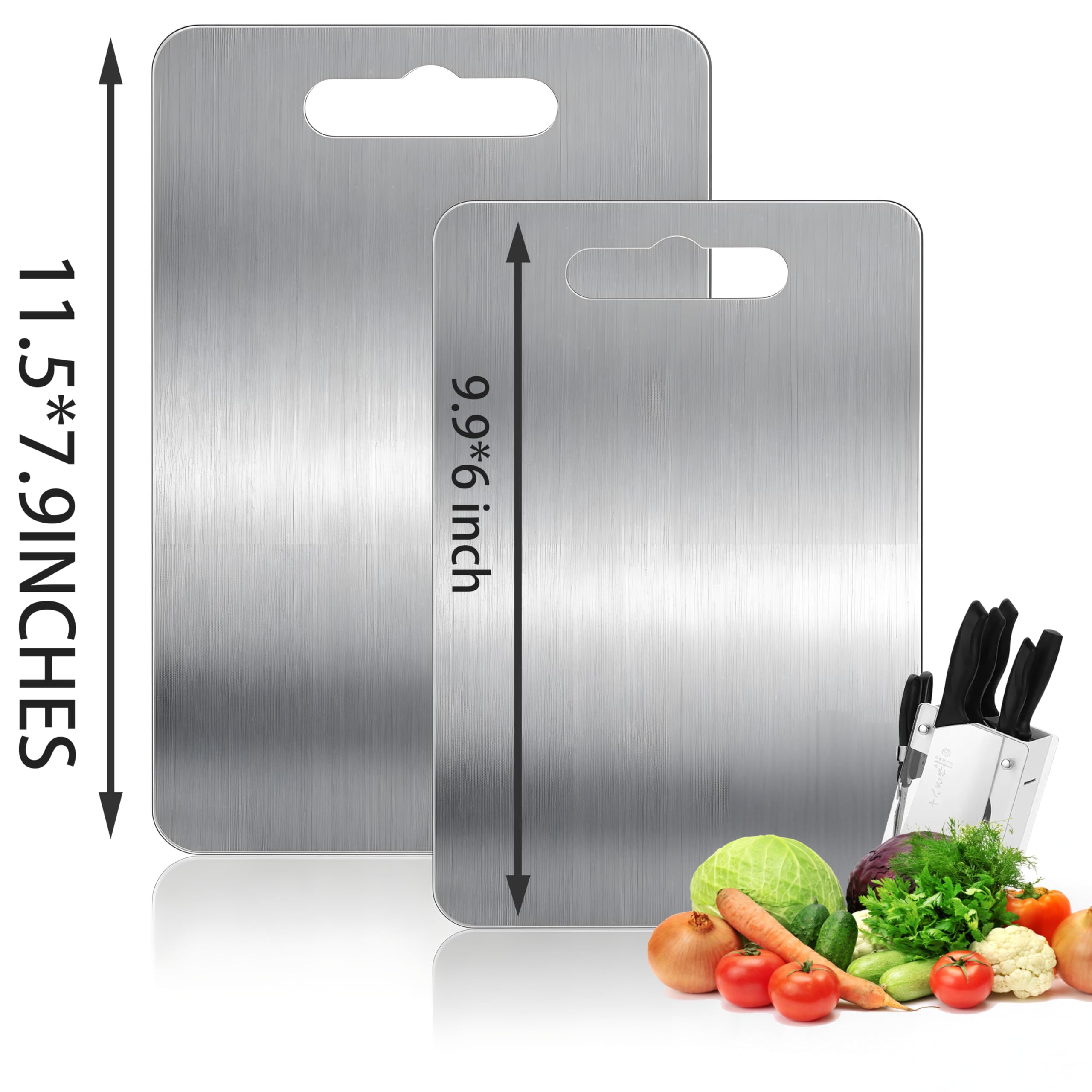 Vehequny titanium cutting board smooth surface for easy cleaning.