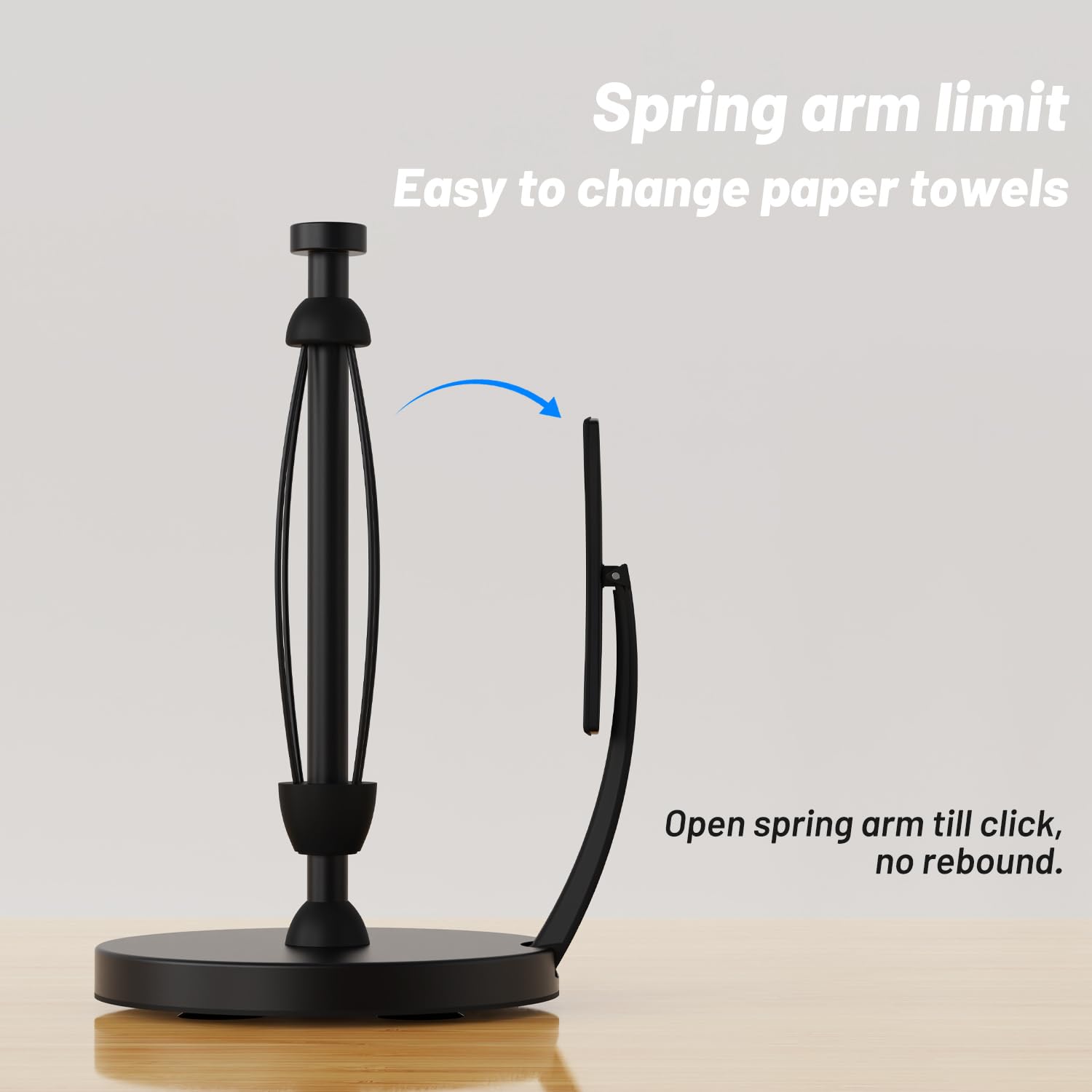 Vehhe paper towel holder grips all roll sizes with an enlarged base.