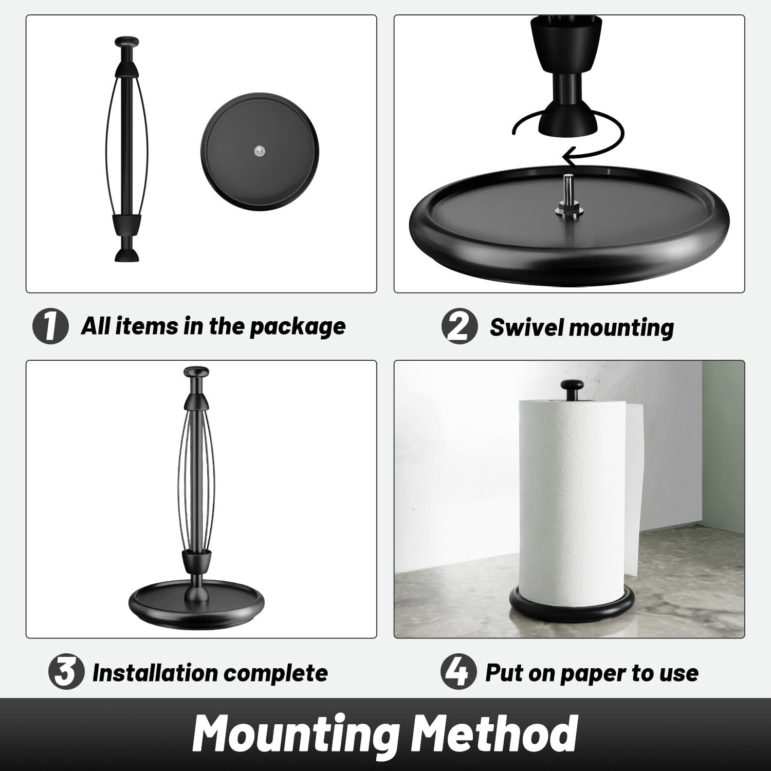 VEHHE wide base supports various roll sizes for busy kitchens and homes.