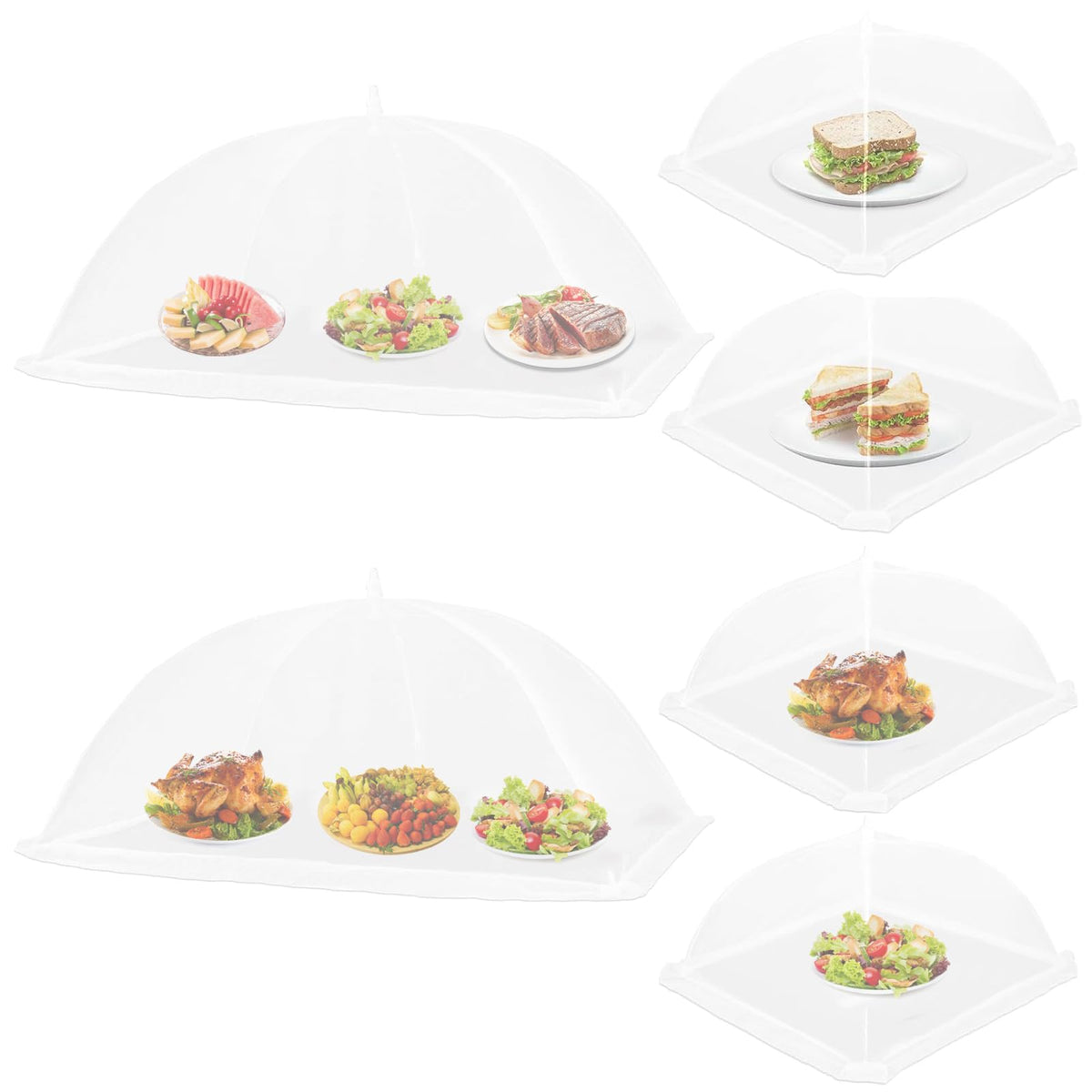 VEIUSHNI 2XL pop-up mesh cover over a large platter protects food from flies.