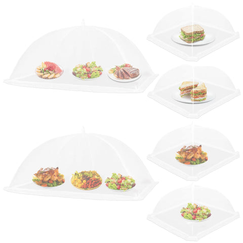 VEIUSHNI 2XL pop-up mesh cover over a large platter protects food from flies.