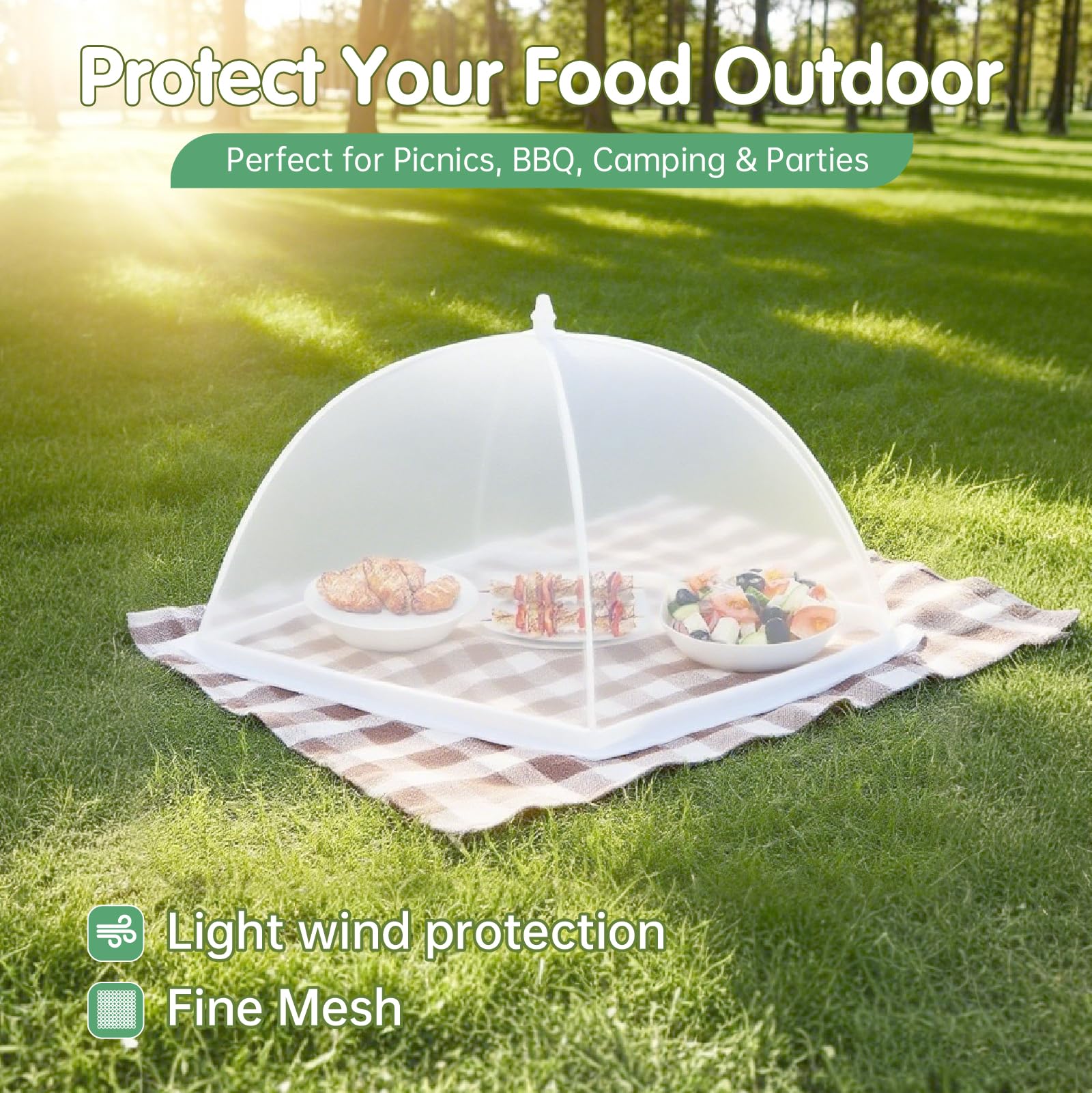 VEIUSHNI 4L 17x17 mesh covers guard bowls while preserving visibility and airflow.