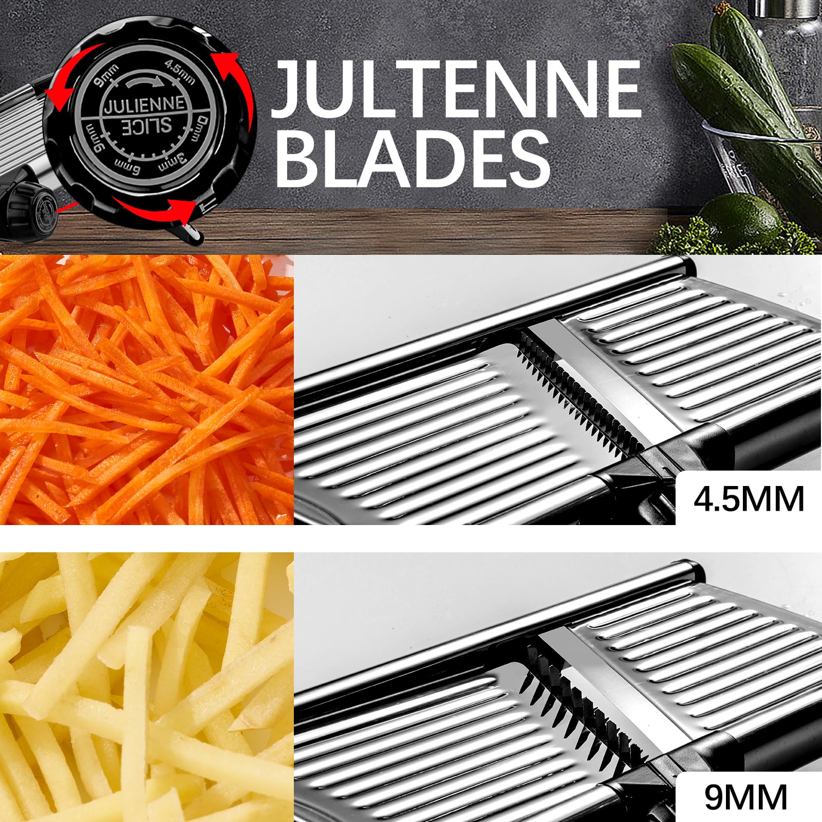 VEKAYA mandoline safety hand guard keeps fingers safe during slicing.