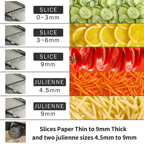 VEKAYA mandoline with thickness knob for precise ultra-thin slices