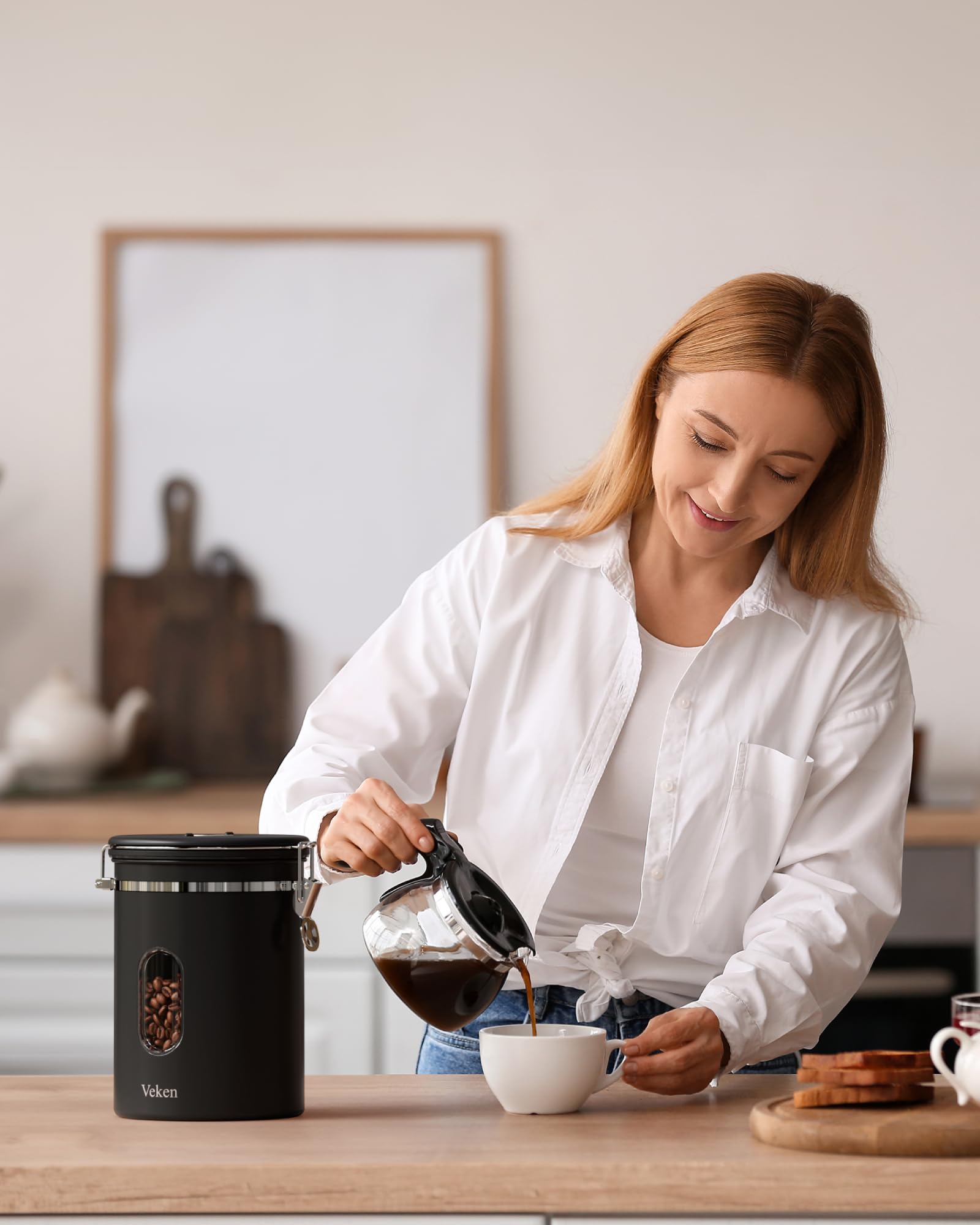 Veken black stainless design adds a modern touch to the kitchen.