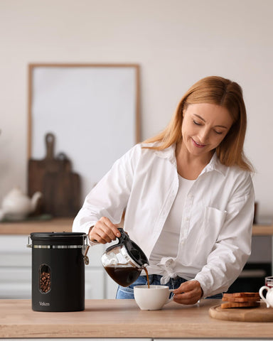Veken black stainless design adds a modern touch to the kitchen.