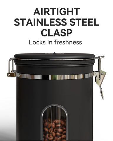 Veken canister date tracker on lid helps manage storage life.