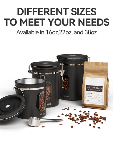 Veken canister scale markings store up to 2.2 pounds for precise brew.