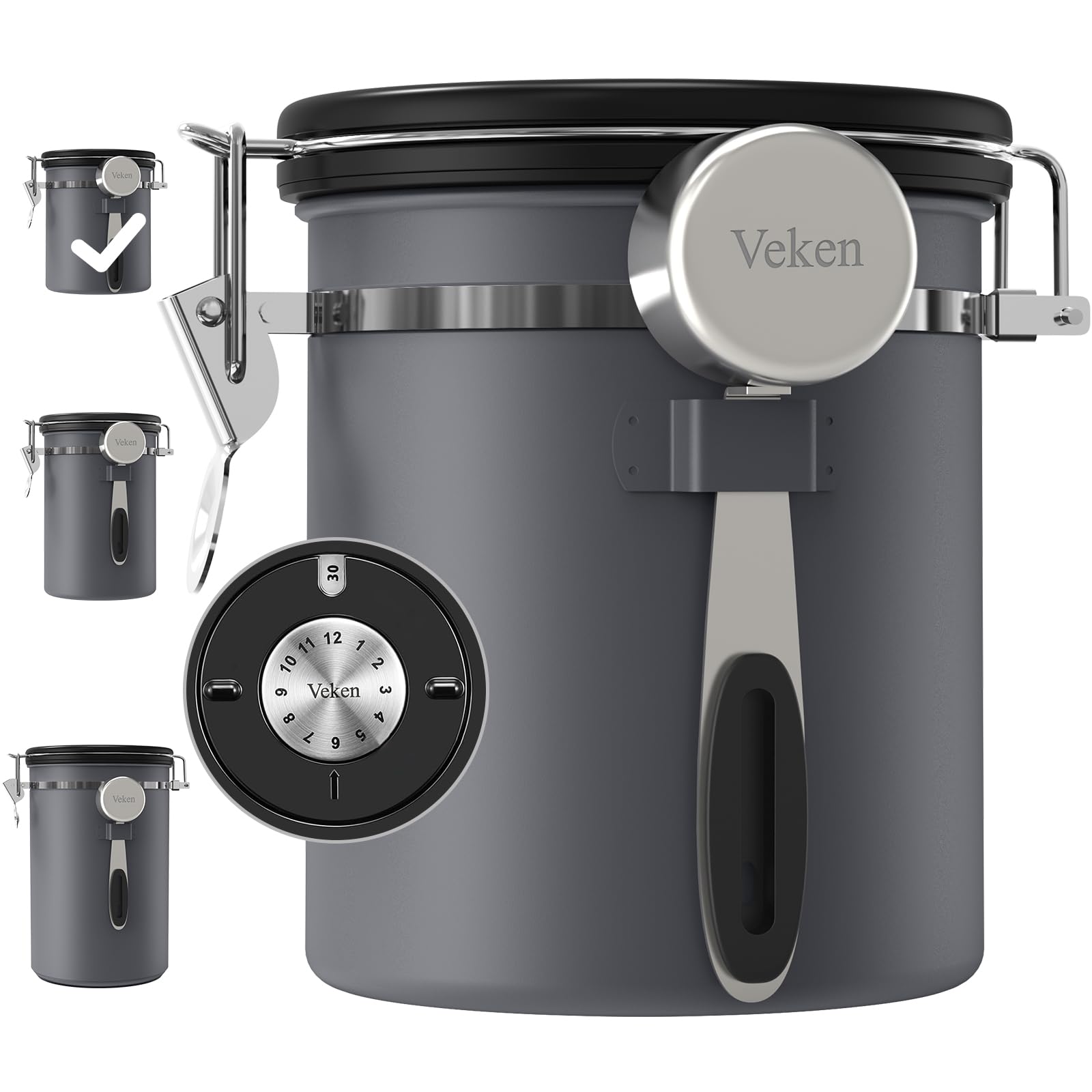 Veken coffee canister with airtight lid keeps beans fresh and aromatic.